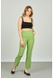Fa Pantolon Kadın Paçaları Düğmeli Dar Kalıp Pantolon 6001 Fıstık Yeşili