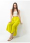 Kadın Yanı Yırtmaçlı Şalvar Pantolon Fıstık Yeşili Rengi-Fıstık Yeşili