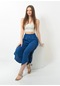 Kadın Yanı Yırtmaçlı Şalvar Pantolon Lacivert Rengi-Lacivert