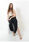Kadın Yanı Yırtmaçlı Şalvar Pantolon Siyah Renk-Siyah