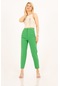 Kadın Yeşil Pileli Boru Paça Kumaş Pantolon L
