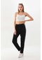 Sistas Kadın Yanları Şeritli Belden Bağlamalı Rahat Form Pantolon 23441 Siyah