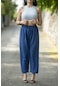 Yazlık Ütü Gerektirmeyen Kadın Pantolon Saks Mavi