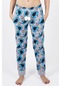 Polar Kadın Pijama Altı Kışlık Bayan Pijama Altı Manşetli Pijama-Mavi