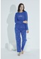 Kadın Düğmeli Desenli Pijama Takımı Yazılı Waynap 956