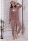 Fawn 3031 Peluş Welsoft Polar Kışlık Kadın Pijama Vizon