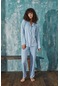 Kadın 50901-3 Boydan Düğmeli Pijama Takımı Mavi-mavi 36968 - 1