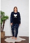 Kadın Büyük Beden Polar Pijama Takımı Tampap 600-BBP-Lacivert