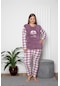 Kadın Büyük Beden Polar Pijama Takımı Tampap 600-BBP-Lila
