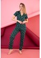 Kadın Düğmeli Desenli Pijama Takımı Yeşil 1974 Waynap