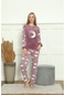Kadın Polar Peluşlu Pijama Takımı Welsoft Takım Tampap 1467- Lila