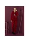 Kadın Kışlık Polar Peluşlu Pijama Takımı Welsoft Waynap  91246 - Bordo