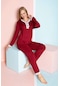 Lukitus Bambu Uzun Kol Kadın Pijama Takımı Kırmızı