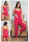 Myben Fuşya Renkli Şortlu Ve Taytlı Pijama Takımı 3'Lü Set 75008 Fuşya