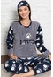 Uzun Kol Polar Kışlık Alt Üst Kadın Pijama Takımı Füme
