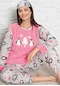 Uzun Kol Polar Kışlık Alt Üst Kadın Pijama Takımı Gri - Pembe