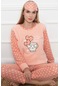 Uzun Kol Polar Kışlık Alt Üst Kadın Pijama Takımı Somon