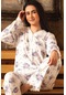 Uzun Kollu Bayan Bambu Kadın Pijama Takımı Mavi Çiçekli