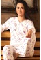 Uzun Kollu Bayan Bambu Kadın Pijama Takımı Mor Çiçekli