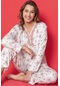 Uzun Kollu Bayan Bambu Kadın Pijama Takımı Pembe Çiçekli