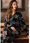 Uzun Kollu Polar Boydan Düğmeli Kadın Pijama Takımı Siyah