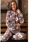 Uzun Kollu Polar Kapüşonlu Kadın Pijama Takımı Lila