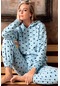 Uzun Kollu Polar Kapüşonlu Kadın Pijama Takımı Mavi