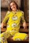 Uzun Kollu Polar Kapüşonlu Kadın Pijama Takımı Sarı