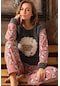 Uzun Kollu Polar Kışlık Kadın Pijama Takımı Pembe Kuzulu