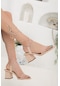 Bilek Sargılı Mat Şeffaf Nude Kadın Topuklu Sandalet-1804-NUDE