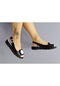 Hakiki Deri Özel Tasarım Anatomik Tabanlı Siyah Beyaz Sandalet
