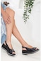 Hakiki Deri Tokalı Siyah Kadın Dolgu Topuk Sandalet-1972-SIYAH