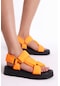 Kadın Oranj Paraşüt Kumaş Cırtlı Yüksek Taban Sandalet TBMDNZ2211