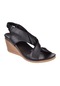 Pullman Dolgu Taban Kadın Sandalet Sms 1048 Siyah Siyah