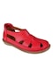 Pullman Hakiki Deri Günlük Kadın Sandalet 34216 Kırmızı