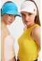 Beyaz - Aqua Uv Korumalı Katlanır Üstü Açık Yumuşak Siperli %100 Pamuklu Penye Tenis Vizör Şapka 2^li Set-6411 - Çok Renkli