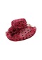Nefes Alabilen Güneş Koruyucu Şapka Geniş Kenarlı Dantel Çiçek Tasarım Nokta Kadın Günlük Giyim İçin Güneş Şapkası Renk: Şarap Kırmızısı