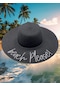 Tezzgelsin Kadın Beach Please Nakış İşlemeli Hasır Şapka Siyah