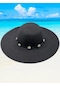 Kadın Deniz Kabuğu Detaylı Yazlık Hasır Şapka Siyah