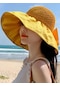 Tezzgelsin Kadın Geniş Siperli Fiyonklu Şapka Sarı