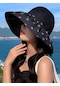 Tezzgelsin Kadın Geniş Siperli Puantiyeli Şapka Siyah