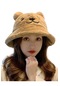 Tezzgelsin Kadın Sevimli Ayı Kulak Peluş Bucket Şapka Camel