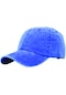 Unisex Yıkamalı Eskitme Mavi Kep Şapka
