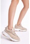 Kadın Bej Taş Şeritl Bağcıklı Sneaker TBLDY030