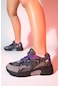 Luvishoes Duja Siyah Mor Multi Fileli Kadın Kalın Taban Spor Sneakers