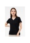 Brz Collection Viskon V Yaka Kadın Kısa Kollu T-Shirt Siyah