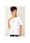 Xhan Kadın Beyaz Önü Baskılı Oversize Basic T-Shirt Beyaz