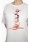 Kadın Oje Baskılı Penye T-shirt 21007b2 Beyaz