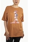 Kadın Oje Baskılı Penye T-shirt 21007b2 Taba