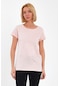 Kadın Pamuklu Basic Oval Yaka T-shirt-pembe